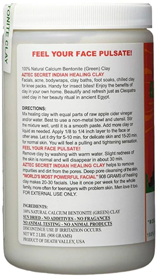 Aztec Secret Indian Healing Clay 2 lbs/908g, 100% Natural Bentonite Exp 9/20 - Image 2 of 3