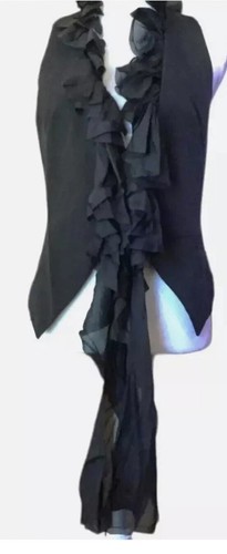 ELIZABETH AND JAMES Black Dandy Silk Blend Ruffle Reversible Vest Tie XS - Picture 7 of 15