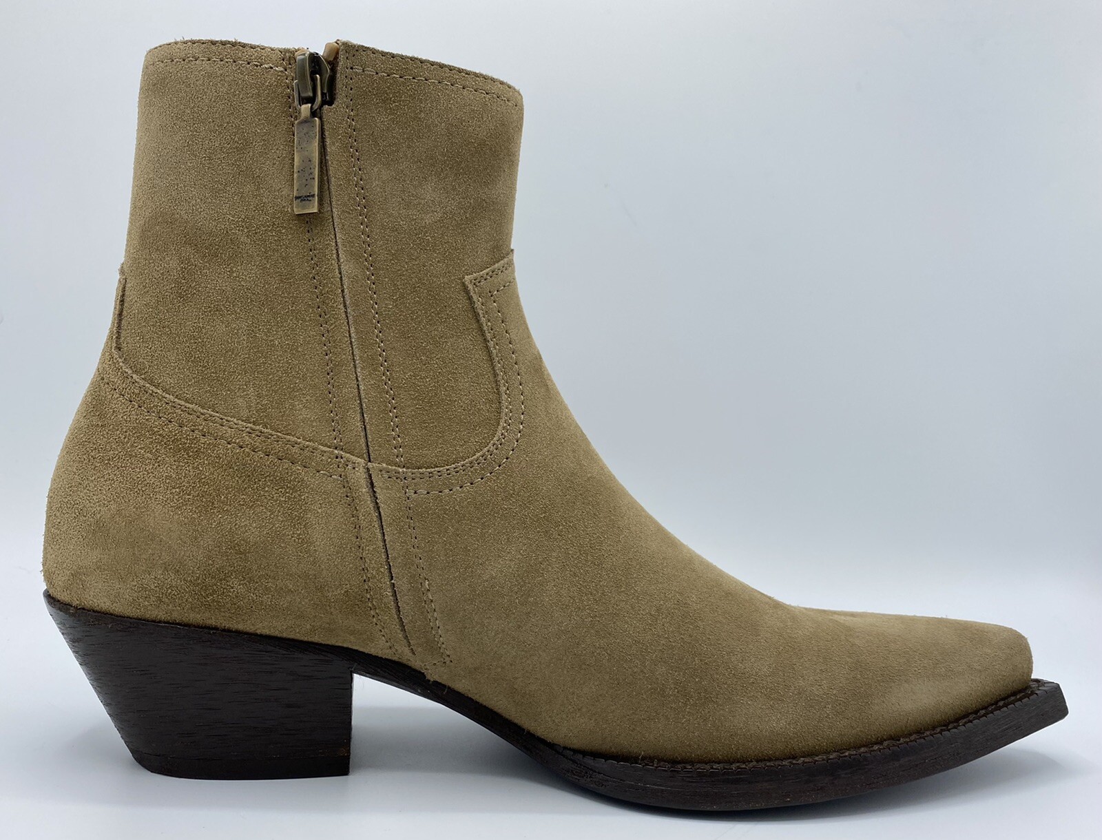 Stivali Saint Laurent in camoscio kaki da $1.200 taglia US 10 Made in Italy