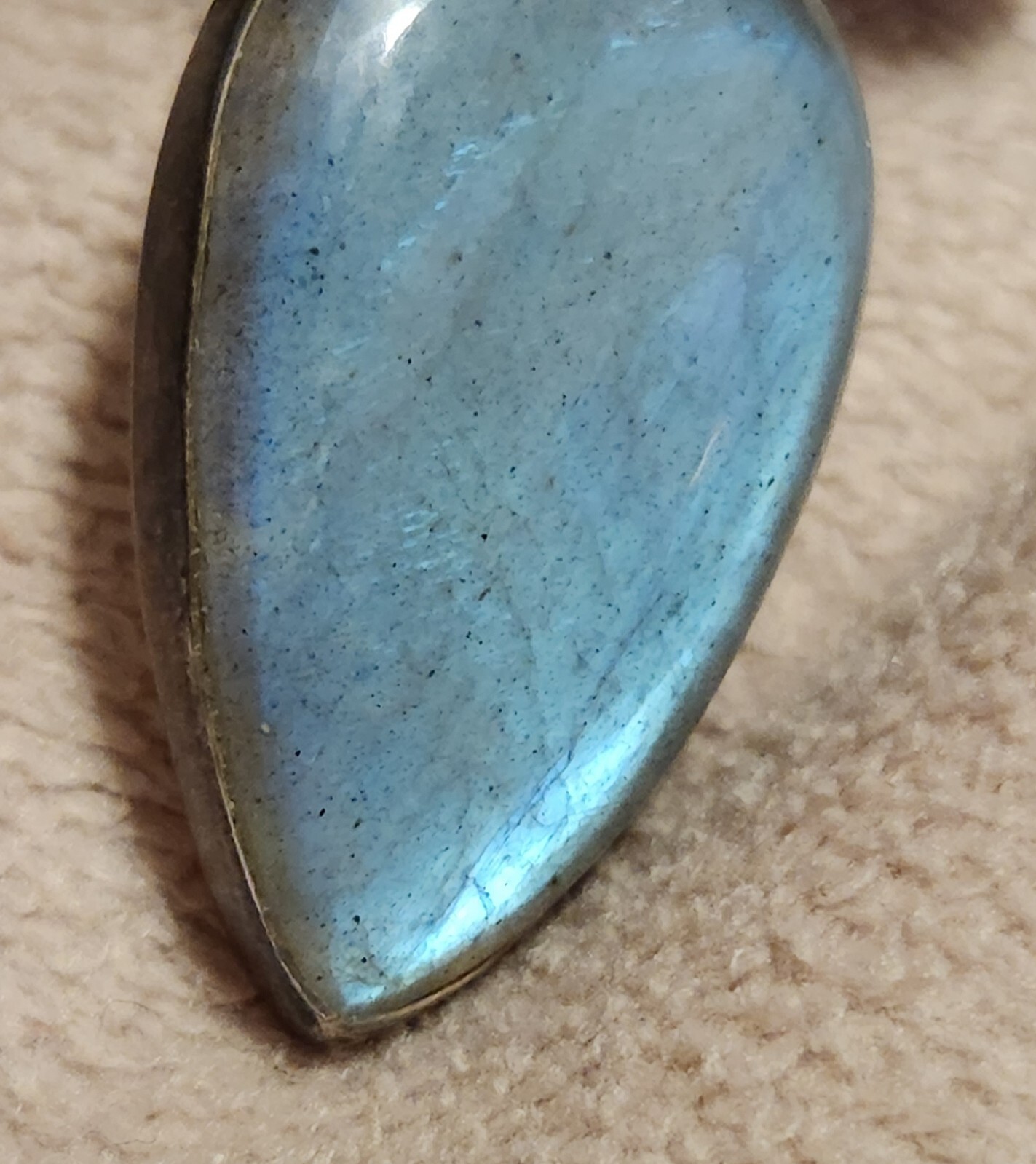 Teardrop Labradorite Statement Pendant Stamped 92… - image 2