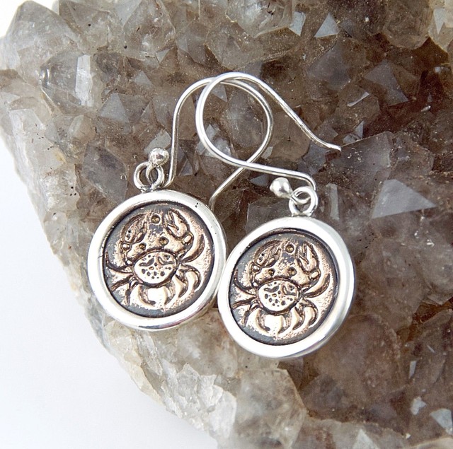 Cancer Earrings Zodiac Sign Earrings Sterling Silver Astrology
