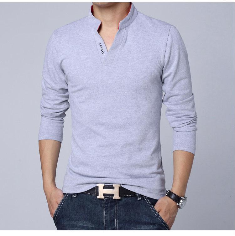 Polo Shirt Slim Fit Cotton Short Long Sleeve Solid Stand Collar Shirt | eBay