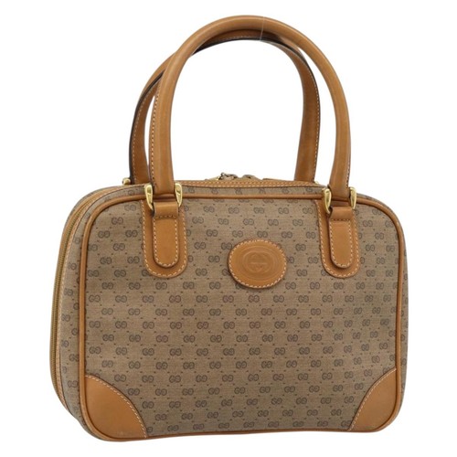 GUCCI Micro GG Supreme Hand Bag PVC Beige Gold 000 39 0030 Auth 186126