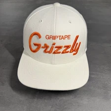 Vintage Starter Grizzly Grip Tape Hat White Orange Skate Surf 90s Y2K 7 5/8 RARE