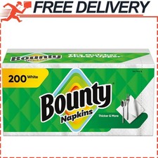 Bounty Paper Napkins Thicker  More, White, 200 Count, Packaging may vary