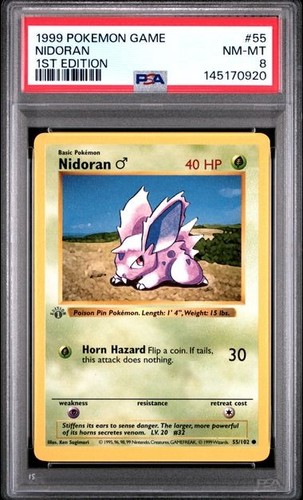 Nidoran ♂ (1st Edition) graded PSA 8 for sale on eBay