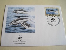 Montserrat 1990 Delfin w paski na znaczku i okładce WWF....18-2+