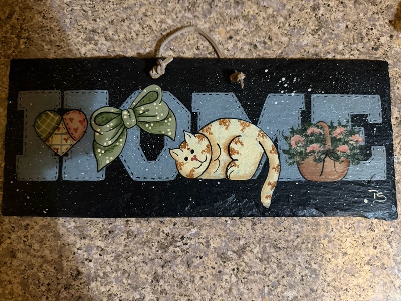 Home Paw Prints Slate 7"L Sign Hanging Cat Home Stone Decoration It’s Purrfect!