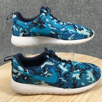 Nike Shoes Mens Roshe Run Camouflage Sneakers Blue Lace