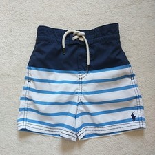 Polo Ralph Lauren Swim Trunks Toddler Boy 24M Blue White Color Block Lined Pony