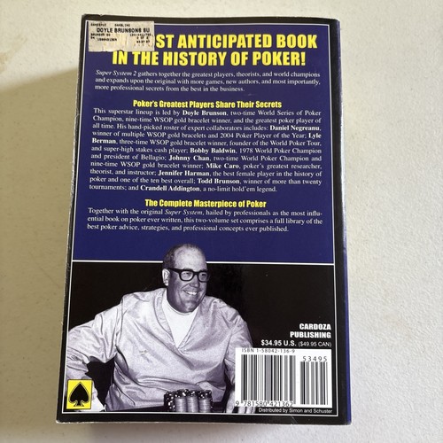 Doyle Brunson's Super System 2 Paper Back Book A course in Power Poker Casino - Foto 4 di 20