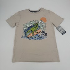 NWT Tommy Bahama Cream Boy  s T-Shirt Short Sleeve Surfing DinosaurPrint Size 7/8