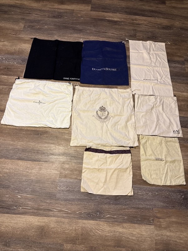 LOT OF 8 DESIGNER DUST BAGS - SHOE STORAGE BAGS