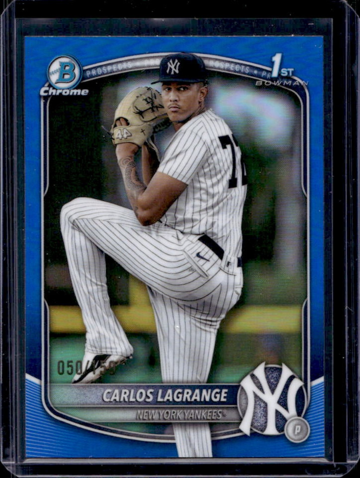 2025 Bowman Chrome Carlos Lagrange Blue Refractor 1st Prospect #50/150 Yankees