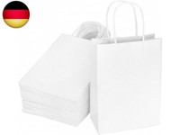 Qwork® 60 StüCk WeißE GeschenktüTen Aus Papier Mit Griffen, Kraftpapier TüTen, 1