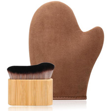 2 in 1 Streak-Free Tanning Mitt Set, Self Tanner Mitt, Tanning Brush  Leakproof