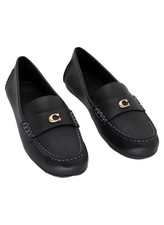 Coach Womens Sculpted C Leather Driver Loafers Black Sz US 6.5M EU 37.5