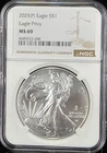 2025 P American Silver Eagle NGC MS69 ASE Eagle Privy Graded Coin Slab (288