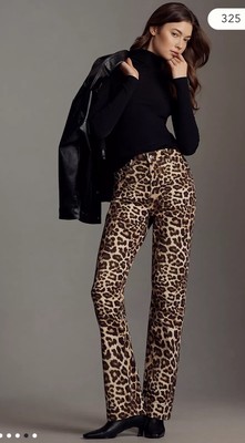 NWT Anthropologie ALIGNE Miso Brown Leopard-Print straight Leg Jeans Size 34!!