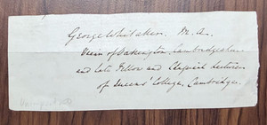 Clipped Signature George Whitaker (1811-1882) was an English-Canadian clergyman