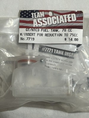 Team Associated GT/NTC3 Fuel Tank 78CC w/ 75CC Reduction Insert #7719 NIP RC Car