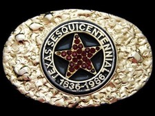 II09137 GREAT VINTAGE 1986  TEXAS SESQUICENTENNIAL  BELT BUCKLE