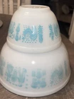 Pyrex Butter Print Amish 403 and 401 Nesting Mixing Bowls Turquoise