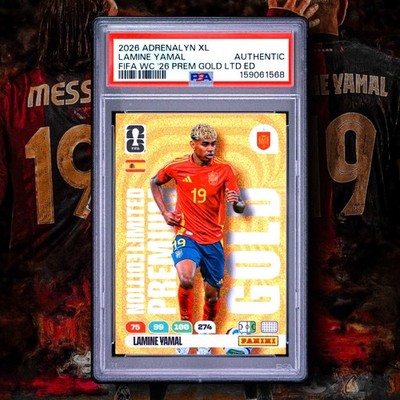 LAMINE YAMAL PREMIUM GOLD LIMITED    2026 ADRENALYN XL WORLD CUP PSA AUTHENTIC