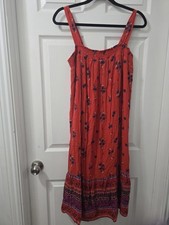 Old Navy Red Floral Print Midi Dress Size M