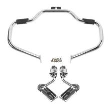 Mustache Engine Guard Crash Bar w/ Footpegs Fit For Harley Softail Fatboy 00-17