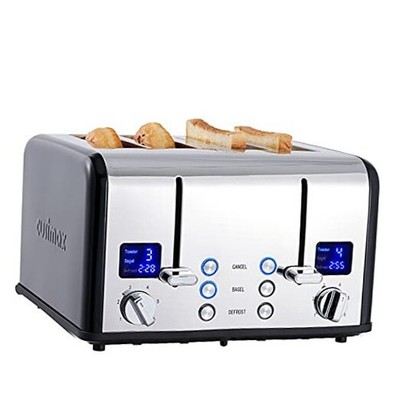  Toaster, Stainless Steel, Ultra-Clear LED 4 Slice Black Stainless Steel