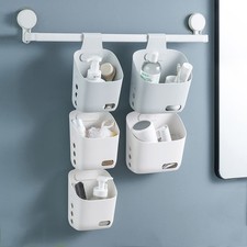 White 3 PCS Portable Hanging Shower Basket Caddy Organizer With Hooks