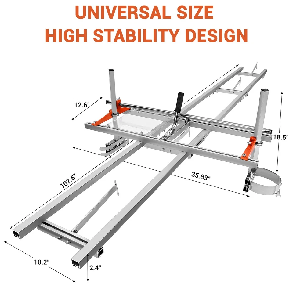 Chainsaw Mill and 9ft Rail Mill Guide System, Portable Sawmill 14"-36" Guide Bar - Image 2 of 4