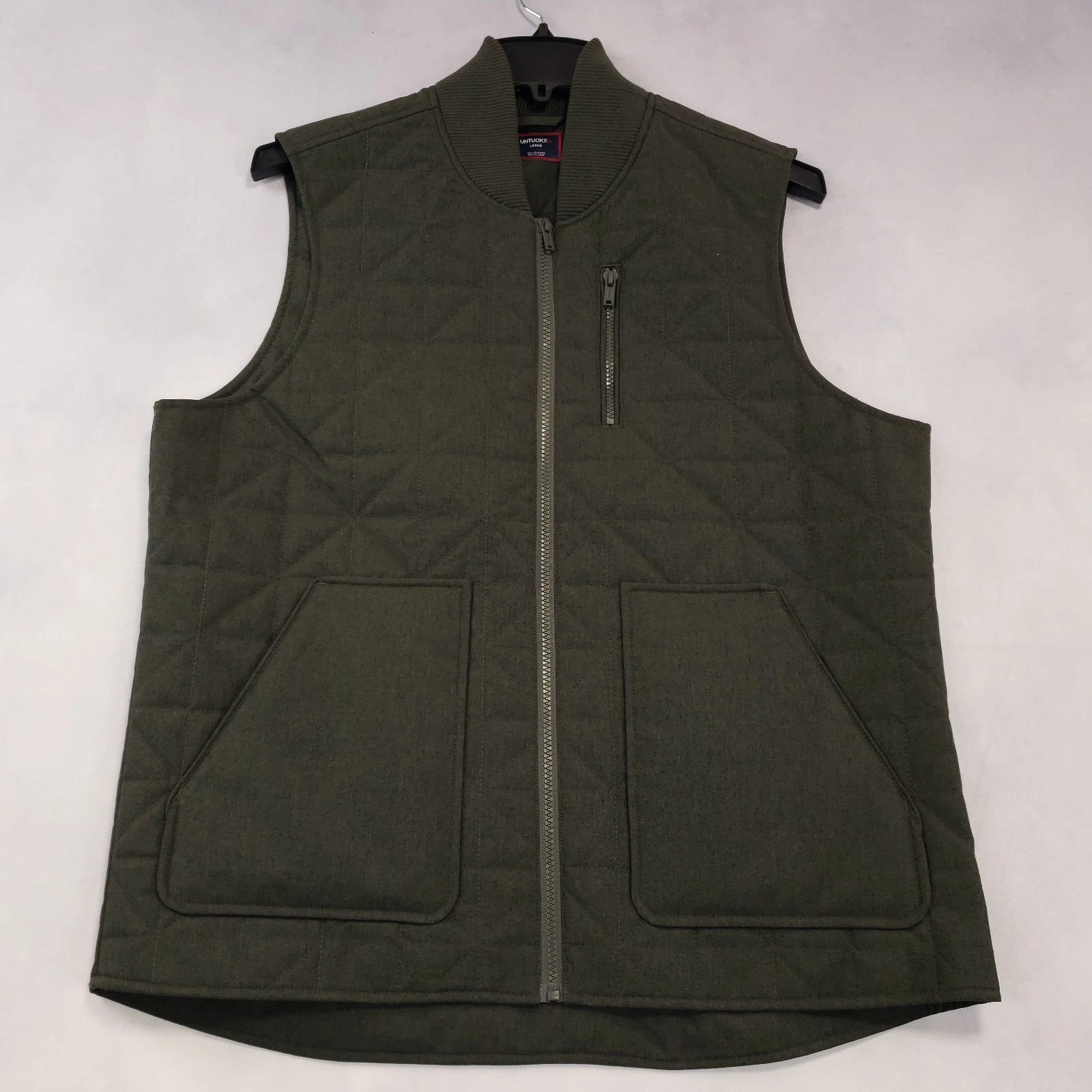 UNTUCKit Harper Vest Men's Large Full Zip Quilted Zip Pocket Brown Jacket MINT