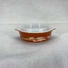 Pyrex Autumn Harvest Wheat Rust 471-B 500 ml Vintage Cinderella Casserole w Lid