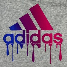 Girls Adidas Gray Drip Logo T-Shirt Size Small 7/8 Short Sleeve Cotton Blend