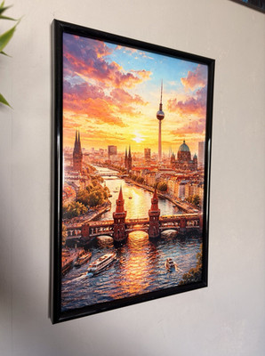 Berlin Skyline 20x30 cm   Sonnenuntergang | gerahmt | sehr dekorativ