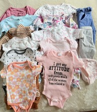 Baby Girl Clothes Lot Mixed Brands 3-6 Months Pajama Bodysuits 13 pcs