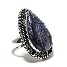 Russian Charoite Gemstone 925 Sterling Silver Jewelry Ring Size 6.5 t728