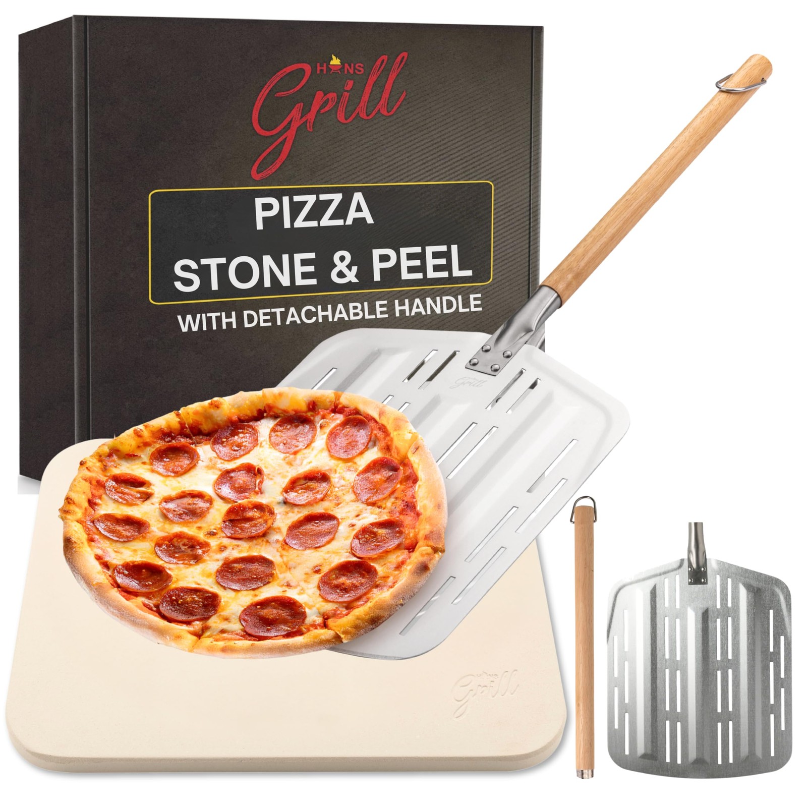 Pizza Stone PRO XL for Oven Grill BBQ with Free Lon