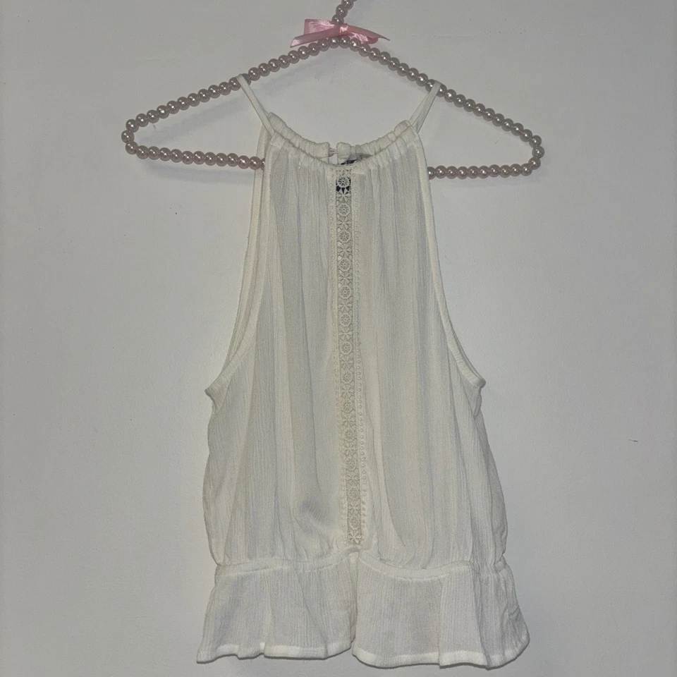 Льняной Топ Размер S Cottage Core Фея Кружевная Пляжная Крестьянская Органическая Струящаяся Блузка Cami - Изображение 2 из 4