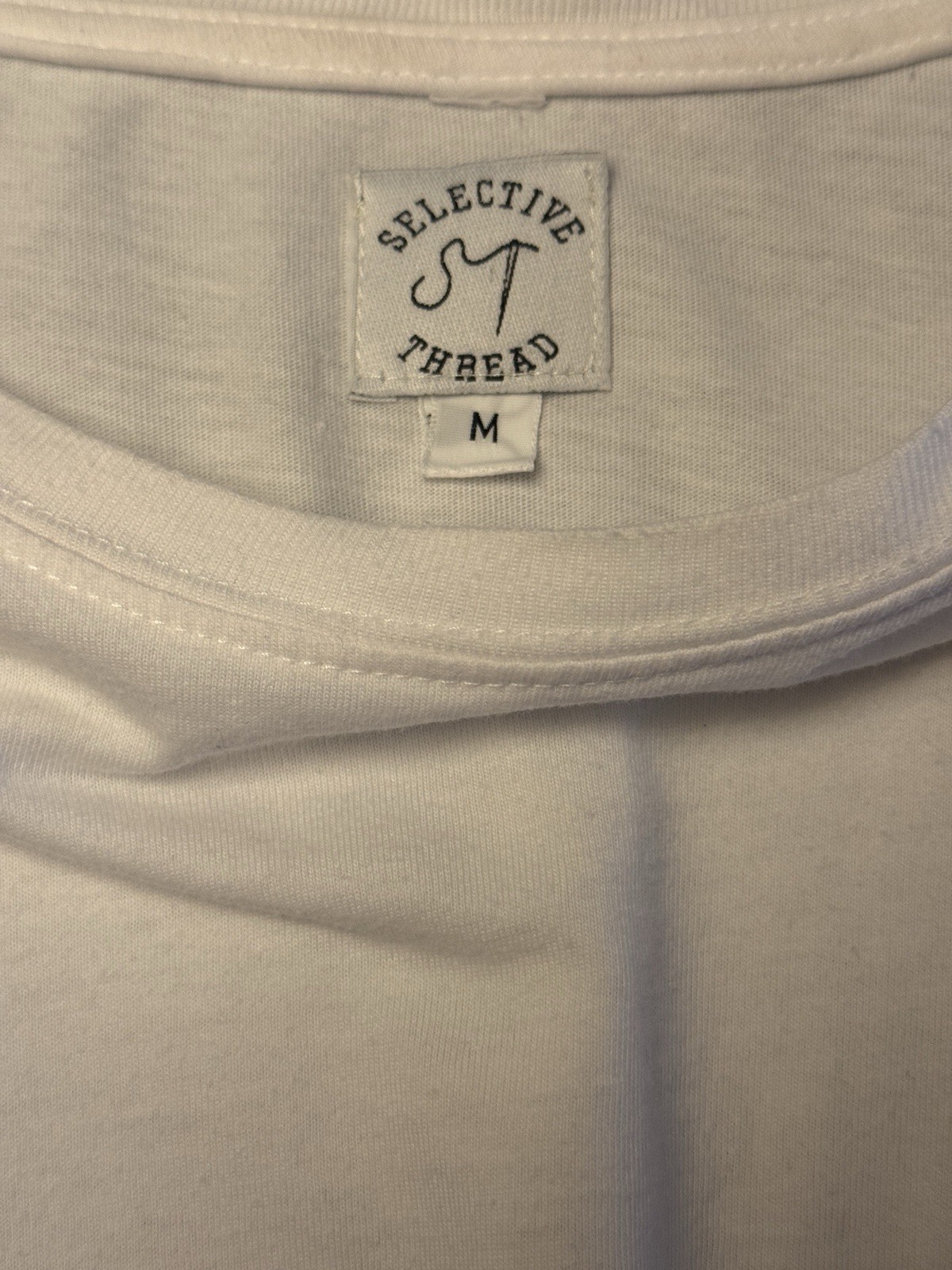 Selective Thread Batik Print White Pocket Tee — M… - image 4