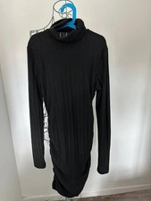 SHEIN Black Ribbed Long Sleeved Dress (162)