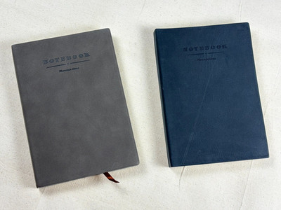 Business Notebook Journal Set of 2 PU Leather Lined 5.5x8inch Meeting Gray Black