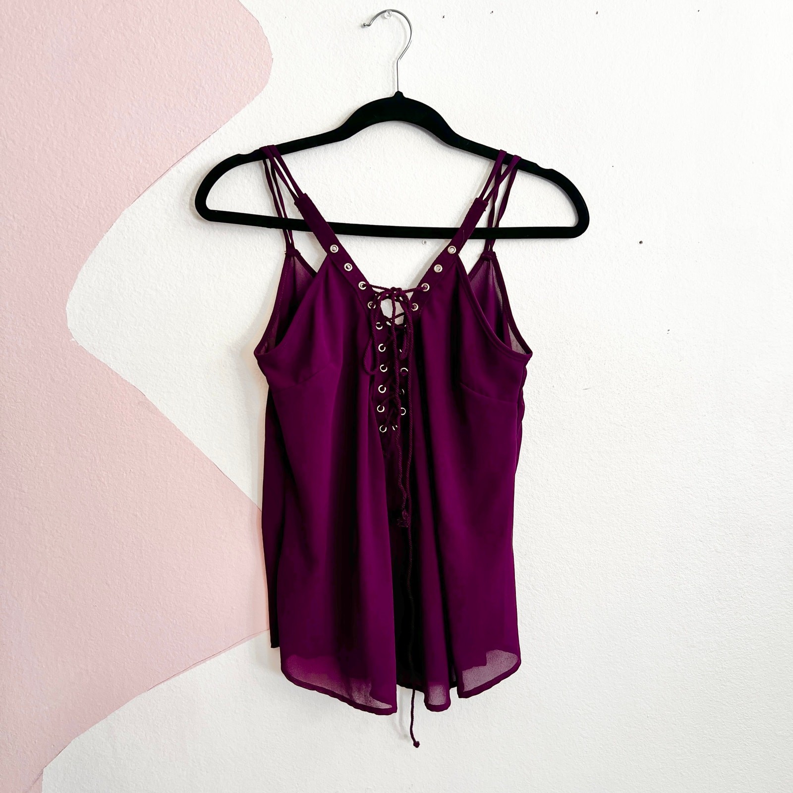 Charlotte Russe Purple Lace Up Tank Top Vintage Y2K 2000s Grunge Small