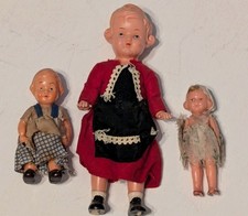 Vintage 1940's Lot Of 3 Small Celluloid Dolls 3"-5.5" German EDI Play Baby