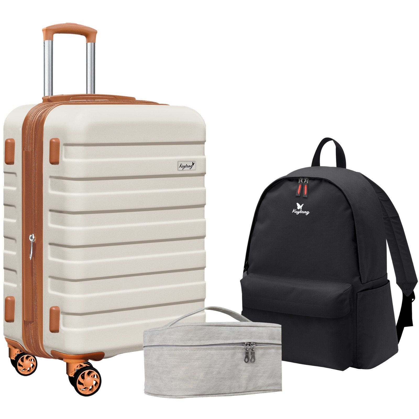 Keytang Zebra 20" Expandable Lightweight Carry-On,  2 styles of makeup bags