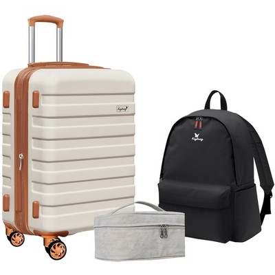 Keytang Zebra 20'' Expandable Lightweight Carry-On,  2 styles of makeup bags