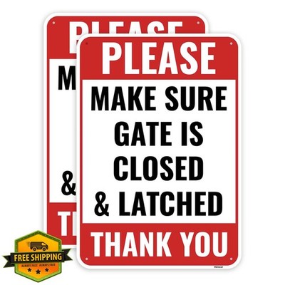 Venicor 2pc close and latch gate signs aluminum 10x7