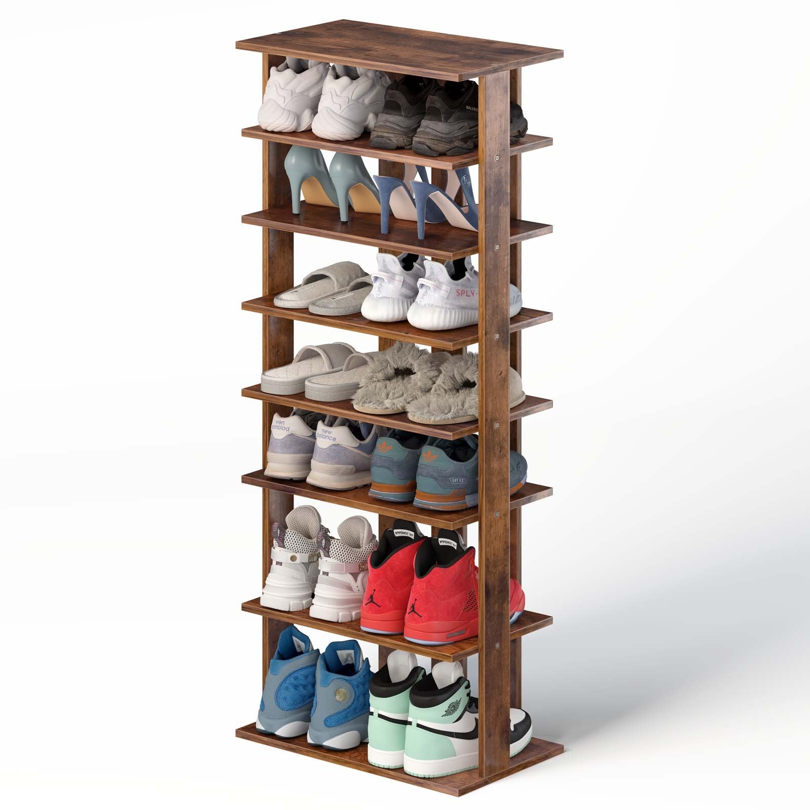 7-Tier Industrial Vertical Shoe Rack Storage Tower Multifunctional Storage Shelf